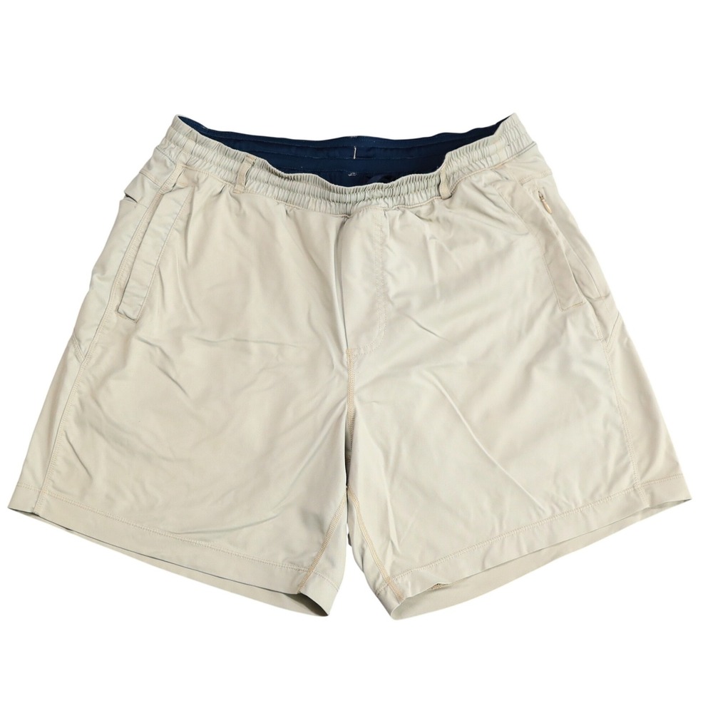 Birddogs Khaki Lined Performance Shorts Mens Large Tan 6" Inseam Activewear Gym